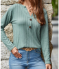 V Neck Button Cable Knit Top