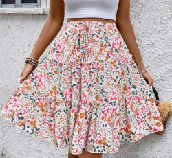 Women's Floral Ruffle Hem Skirt