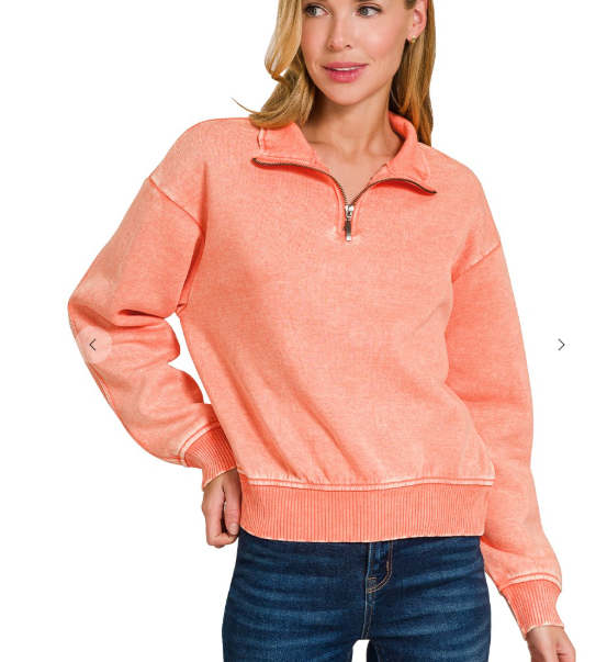 Acid Wash Fleece Half Zip Pullover