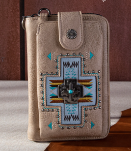Montana West Embroidered Arrows Feathers Collection Phone Wallet/Crossbody
