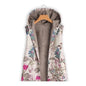 Vest with Vintage Print Hood and Mid-Length For Warmth