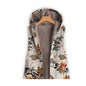 Vest with Vintage Print Hood and Mid-Length For Warmth