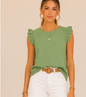 Ruffle Sleeve Button-back Blouse