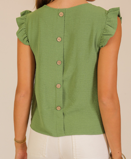 Ruffle Sleeve Button-back Blouse