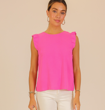 Ruffle Sleeve Button-back Blouse