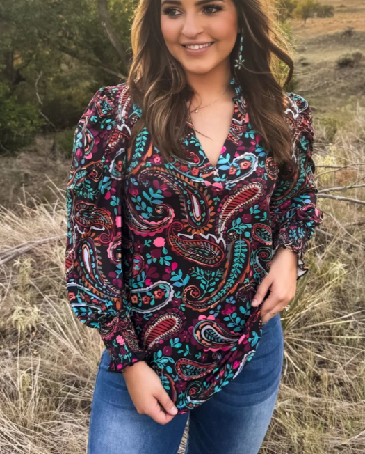 Wildberry Paisley Top
