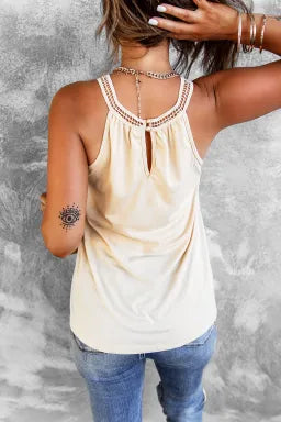 Apricot Casual Crochet Lace Tank Top