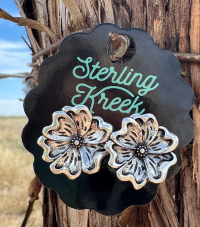 Tooled Flower Earrings (Studs)