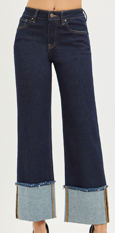 Risen MID RISE CROP WIDE WIDE CUFFED JEANS PWC21289