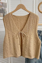 Tie Front Cardigan V-neck Knitted Vest