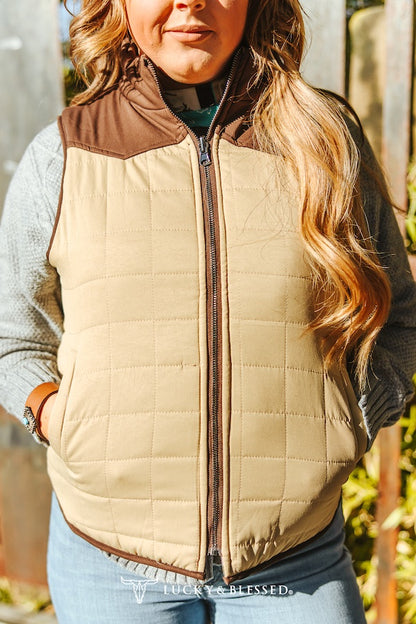 Multi Aztec Printed Quilted Reversible Western Yoke Vest