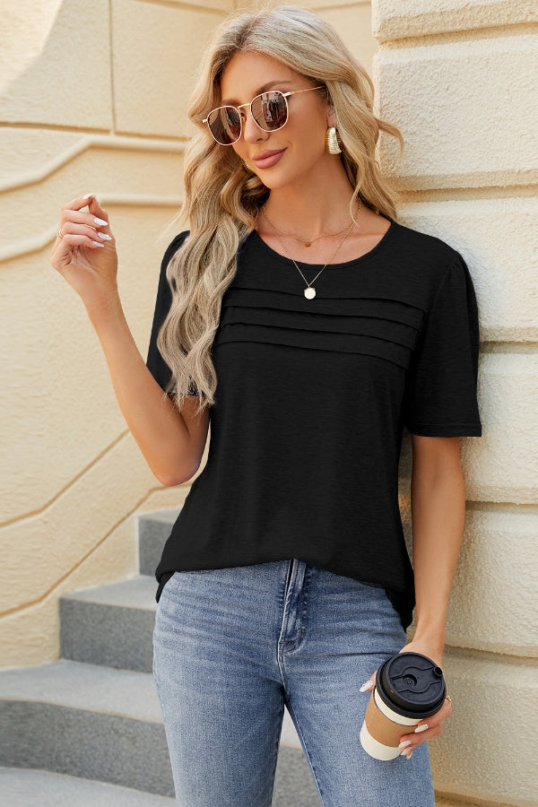 Women's solid u neck top