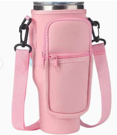Insulated Water Bottle Holder With Adjustable Carrying Strap - Perfect for Hiking, Travelling, Camping, Running & Gym Fitness!
