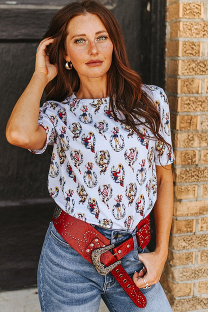 Red or Black Tooled Genuine Leather Studded Wide Belt