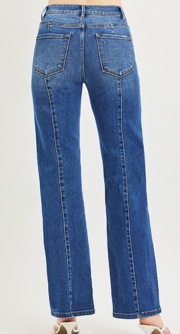 Risen High Rise Straight Pocket Seamed Jeans #PS21747