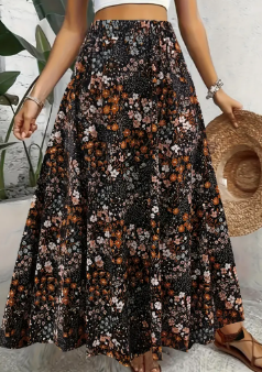 Flower Print Gentle Long Skirt