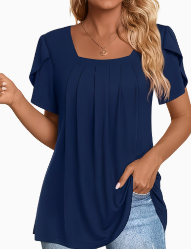 Pleated Short-Sleeve T-Shirt