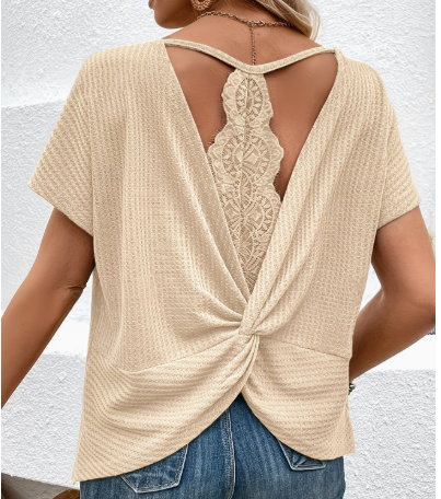Patchwork Lace Short Sleeve T-Shirt