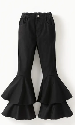Black "Girls" 2 layer tier pants