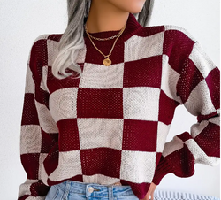 Burgundy Plaid Sweater