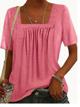 Chic Square Neckline Womens Tee