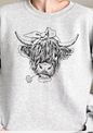 Highland Hairy Cow with Flower - Crew Neck