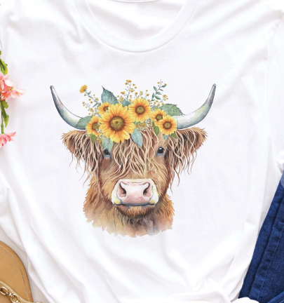 Sunflower Highlander Cow T-Shirt