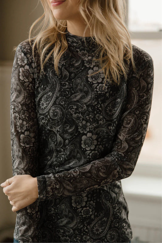 Wanted In Paisley Mesh Top