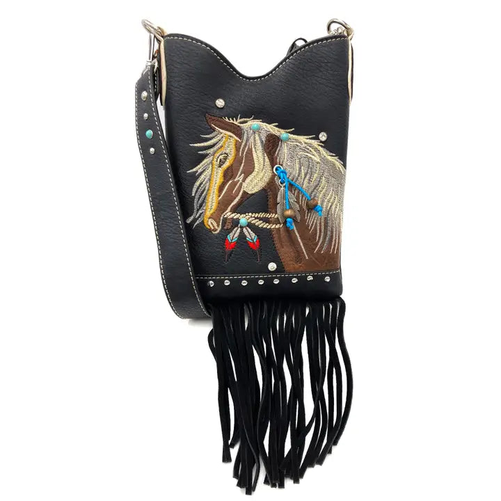 Women's Embroidered Horse Crossbody Western Messenger Pouch