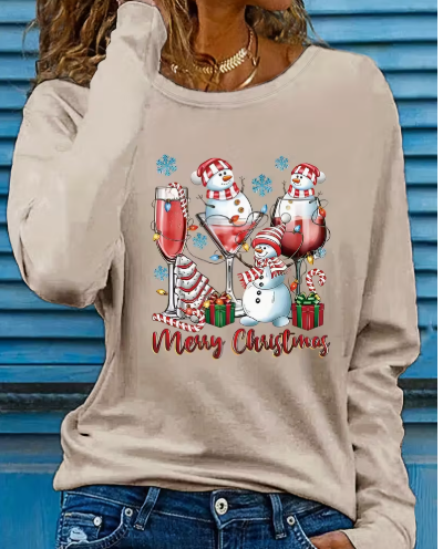 Snow Man Merry Christmas Long Sleeve