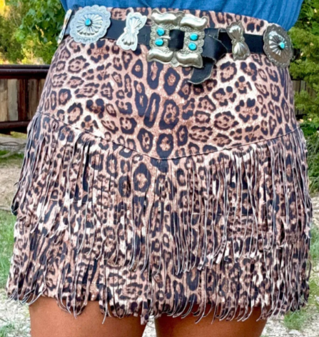 Fort Worth Fringe Skirt - Leopard
