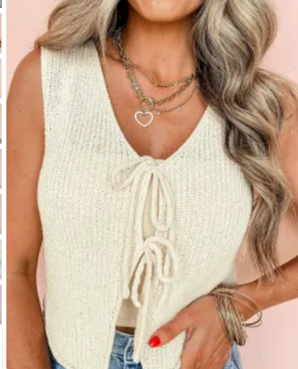 Lace-up Front V Neck Sweater Vest