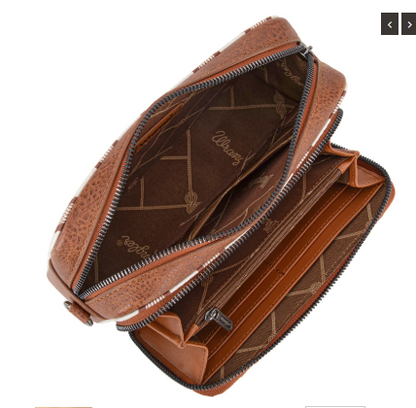 WG2207-3006 Wrangler Stripe Printed Crossbody Purse With Wallet Compartment