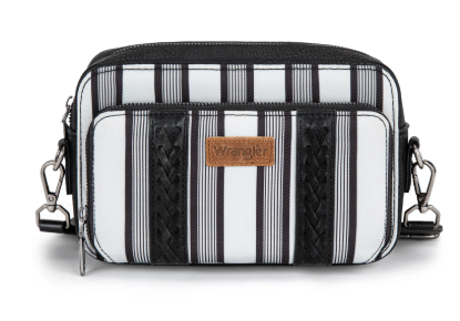 WG2207-3006 Wrangler Stripe Printed Crossbody Purse With Wallet Compartment
