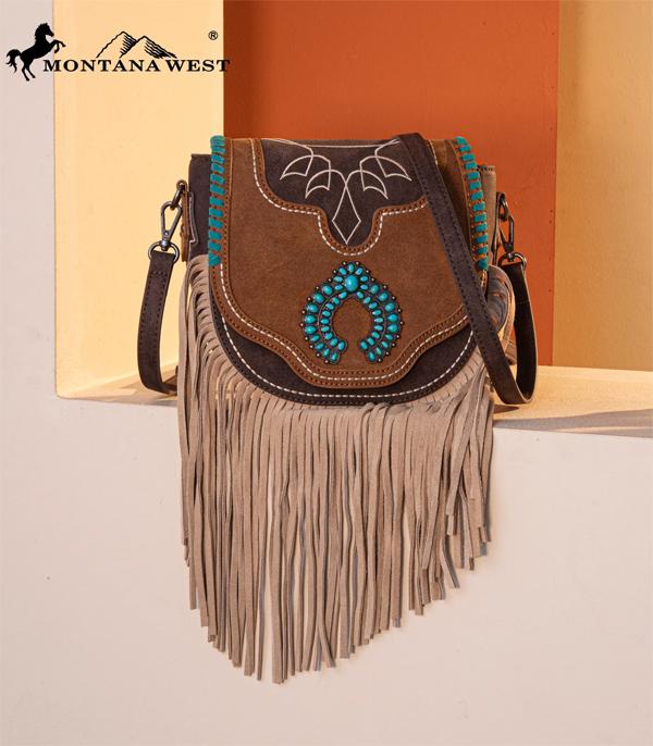 MW1302-8360 Montana West Concho Fringe Collection Saddle Bag/Crossbody