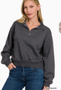 Acid Wash Fleece Half Zip Pullover
