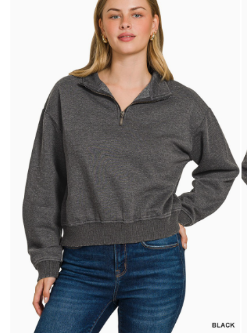 Acid Wash Fleece Half Zip Pullover