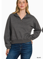 Acid Wash Fleece Half Zip Pullover