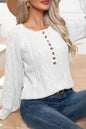 Plain Buttoned Cable Knit Pullover Sweater