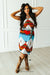 Red Blue Aztec Printed Sleeveless Dress W Slit Hem