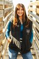 Black Puffer W Aztec Lining Boot Stitch Detail Vest