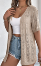 Open Knit Hollow Out Short Sleeve Cardigan