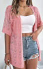 Open Knit Hollow Out Short Sleeve Cardigan