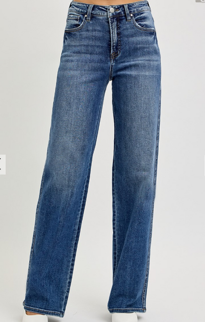 Risen TUMMY CONTROL HIGH RISE WIDE BAGGY JEANS RPD5951