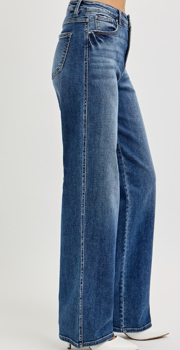 Risen TUMMY CONTROL HIGH RISE WIDE BAGGY JEANS RPD5951
