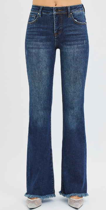 RISEN Tummy Control Mid Rise Flare Jeans - PF21401