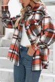 Plaid Flannel Button Down Pocketed Shacket Jacket
