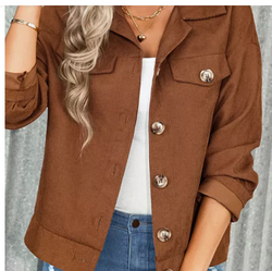 Corduroy Pocketed Open Button Jackets