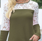 Lace Splicing Waffle Long Sleeve Top