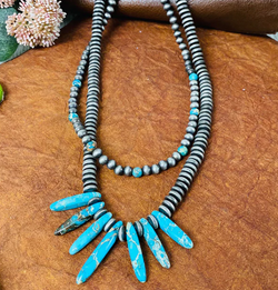 CROWN BEAST TURQUOISE AND SILVER NECKLACE
